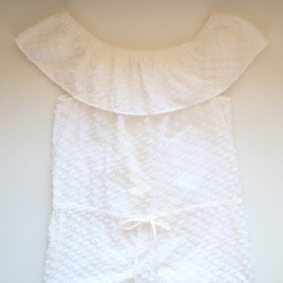Madewell White Off The Shoulder Textured Cotton Cover-Up Romper Size M Medium - Picture 8 of 10
